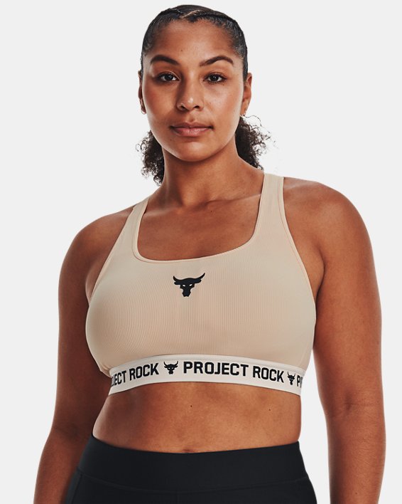 Women's Project Rock Crossback Training Ground Sports Bra, Orange, pdpMainDesktop image number 3